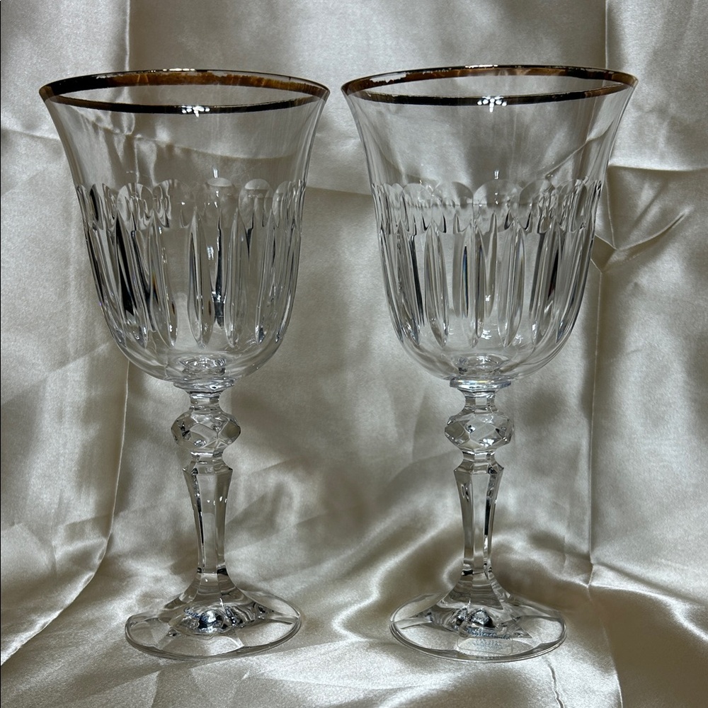 Vintage Crystal guild Wine Glass Set with gold Rim